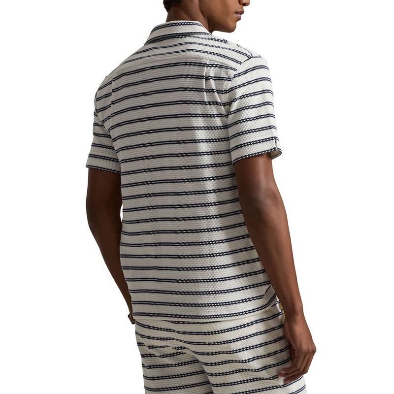 Polo Ralph Lauren Men's Striped Pointelle-Ribbed Camp Shirt