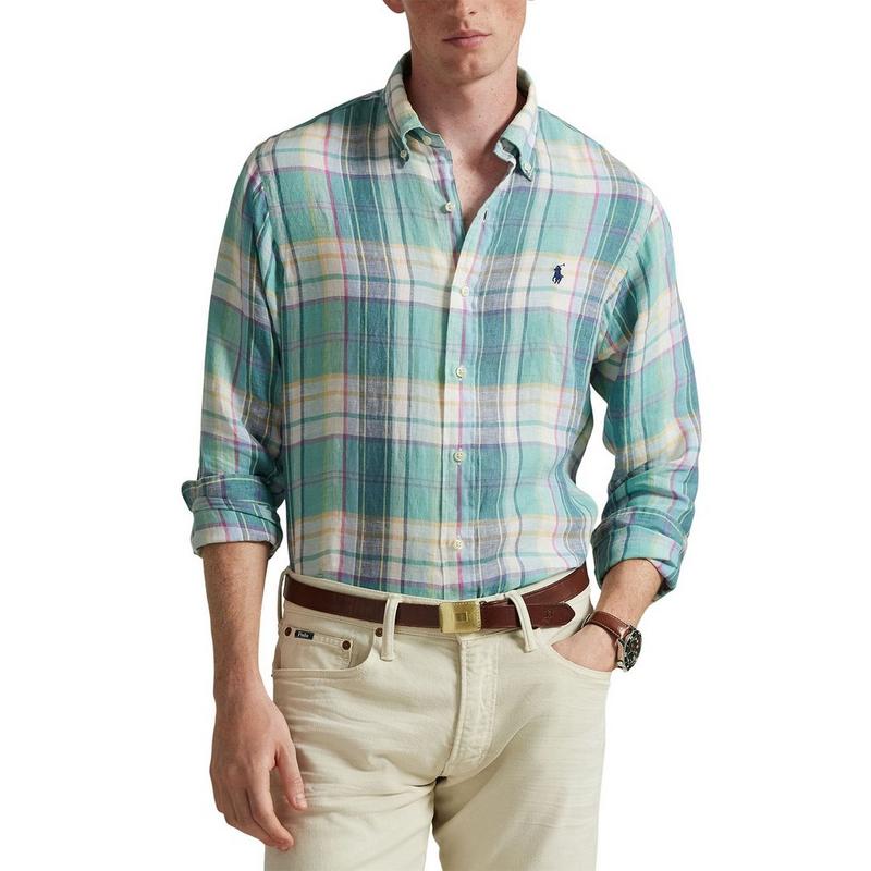 Polo Ralph Lauren Chemise ajust&eacute;e en lin &agrave; carreaux pour hommes