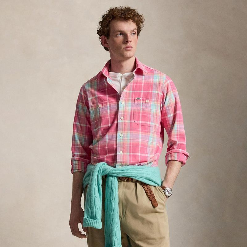 Polo Ralph Lauren Chemise de travail en chino &agrave; carreaux pour hommes