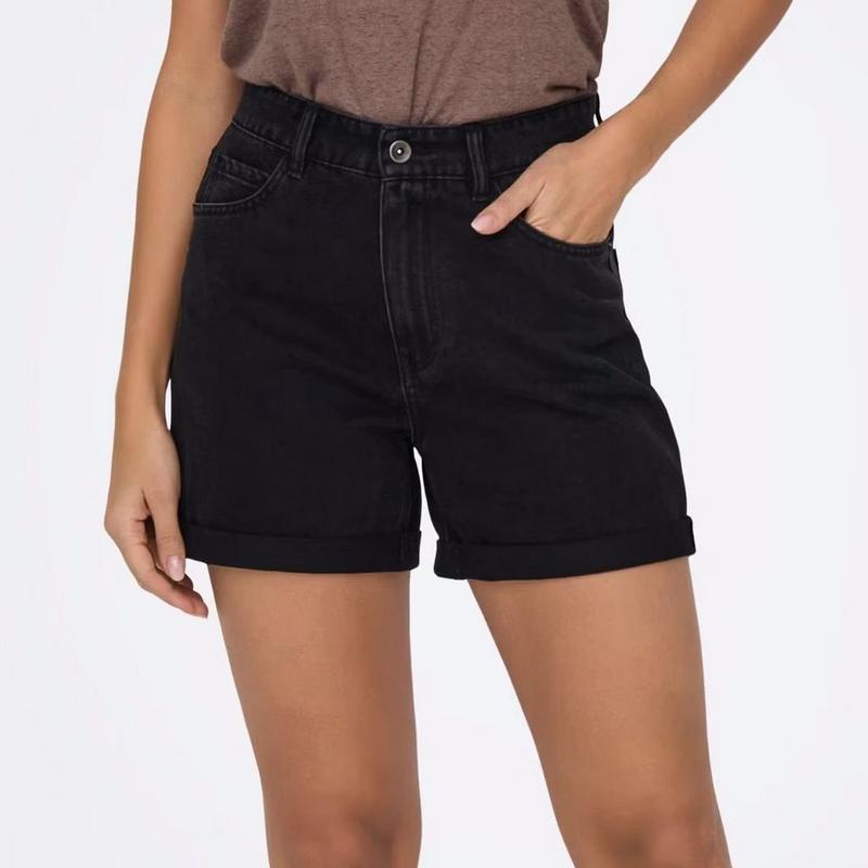 Only Short en denim &agrave; taille haute Vega pour femmes
