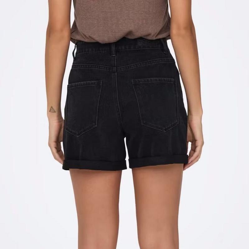 Only Short en denim &agrave; taille haute Vega pour femmes