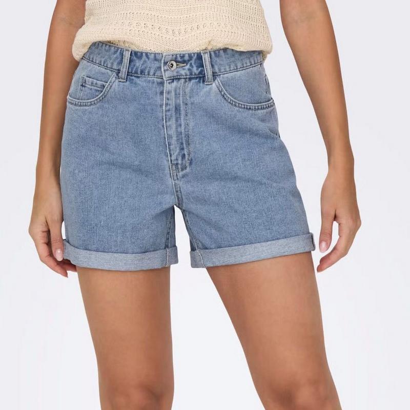 Only Short en denim &agrave; taille haute Vega pour femmes
