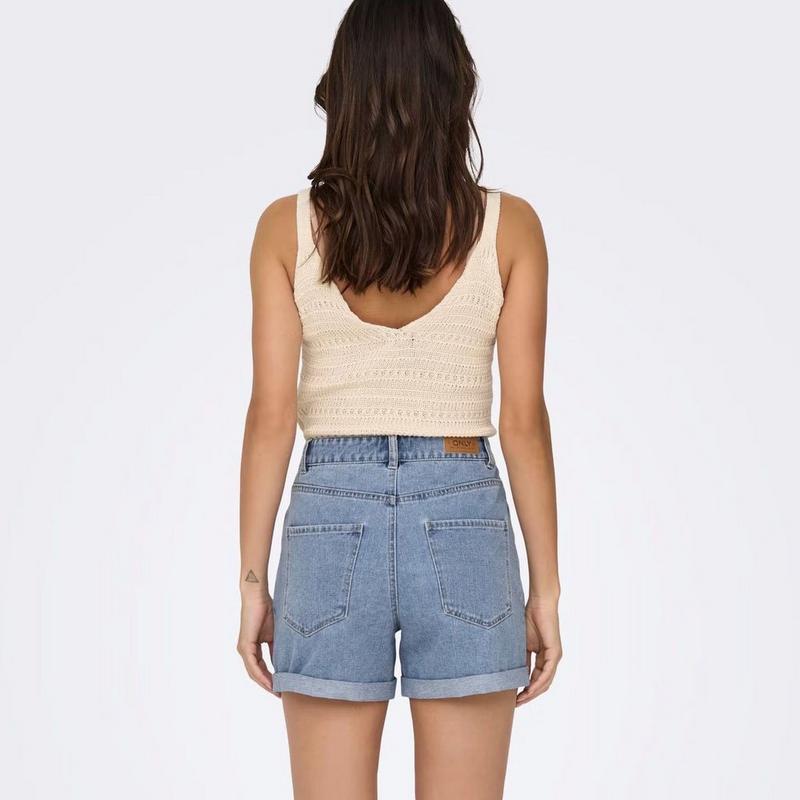 Only Short en denim &agrave; taille haute Vega pour femmes