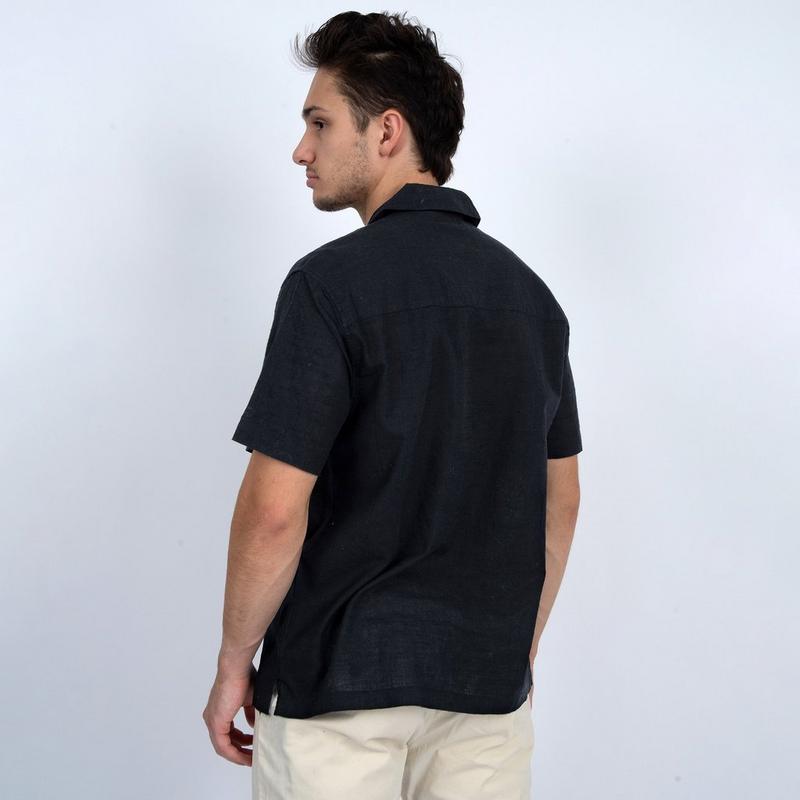 Oak & Ivy Chemise &agrave; manches courtes Camp en lin pour hommes