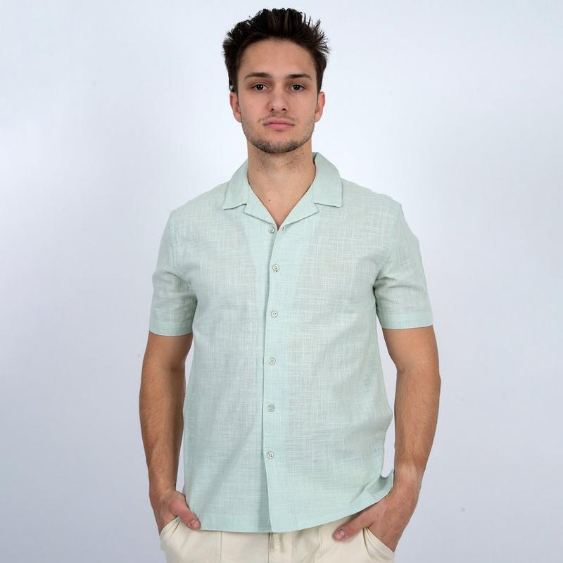Oak & Ivy Chemise &agrave; manches courtes Camp en lin pour hommes