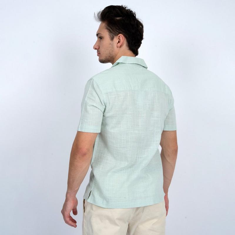 Oak & Ivy Chemise &agrave; manches courtes Camp en lin pour hommes