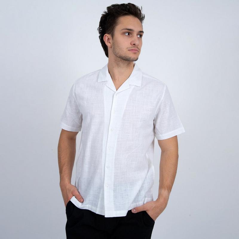 Oak & Ivy Chemise &agrave; manches courtes Camp en lin pour hommes