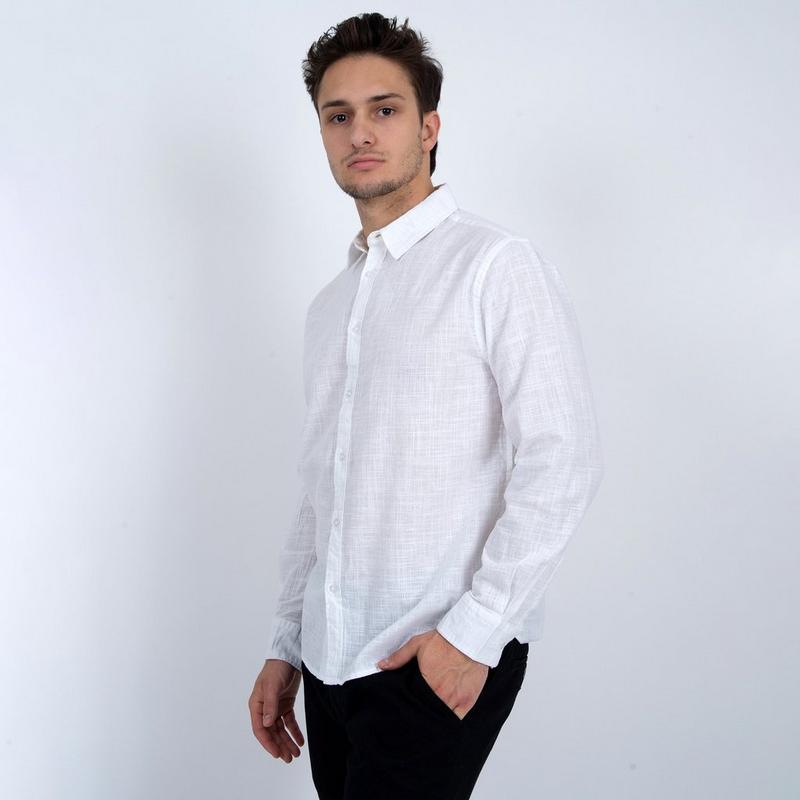 Oak & Ivy Chemise &agrave; manches longues en lin &agrave; coupe classique pour hommes