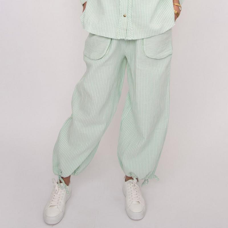 Oak & Ivy Pantalon Ginny en gaze &agrave; rayures pour femmes