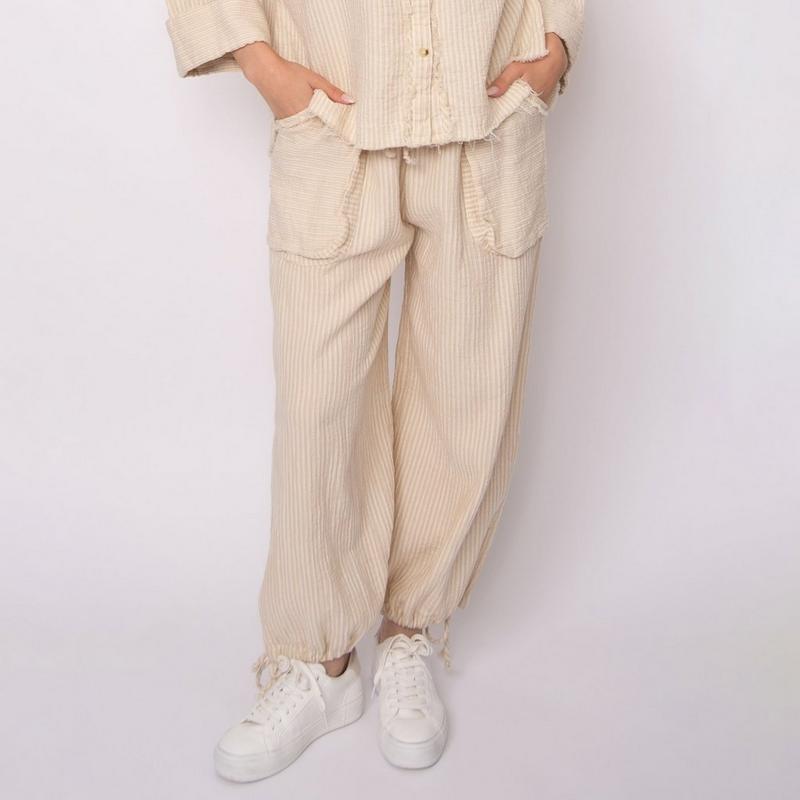 Oak & Ivy Pantalon Ginny en gaze &agrave; rayures pour femmes