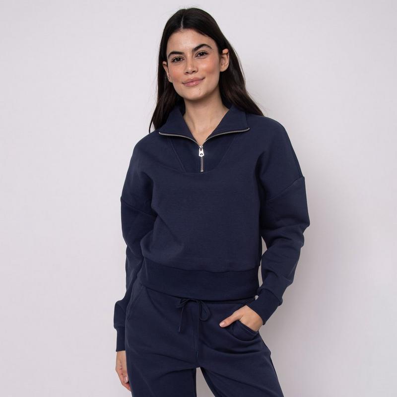 Oak & Ivy Chandail &agrave; demi-glissi&egrave;re en tricot de coton doux Seanni pour femmes