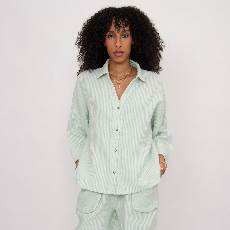 Oak & Ivy Chemise Georgia en gaze &agrave; rayures pour femmes
