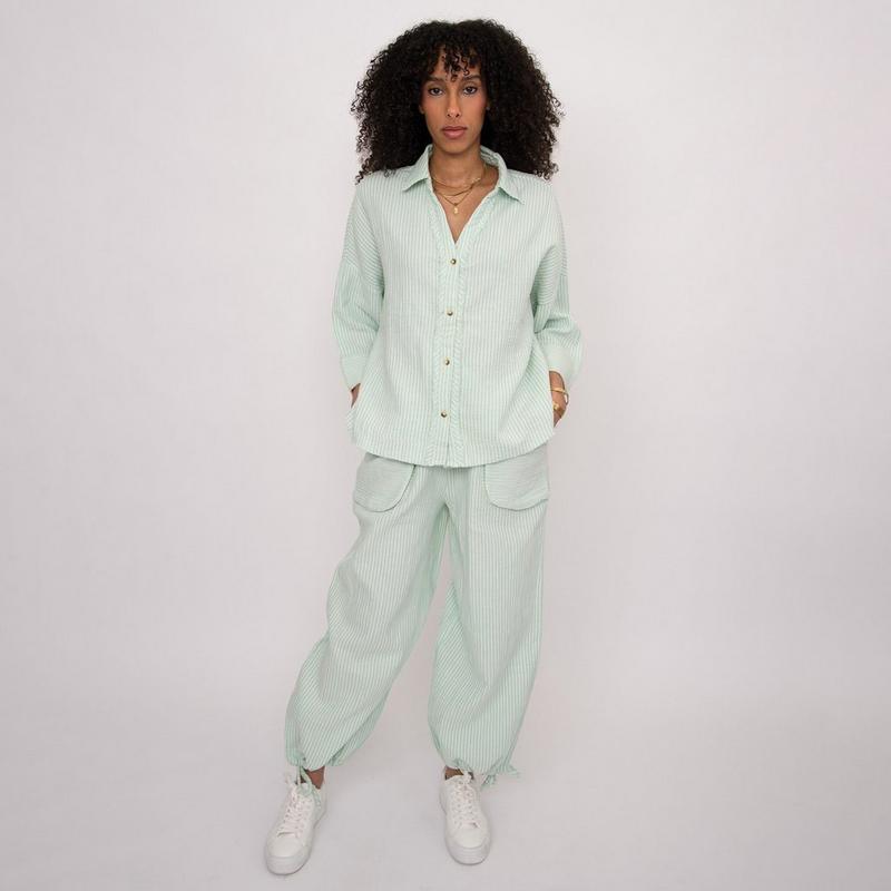 Oak & Ivy Chemise Georgia en gaze &agrave; rayures pour femmes