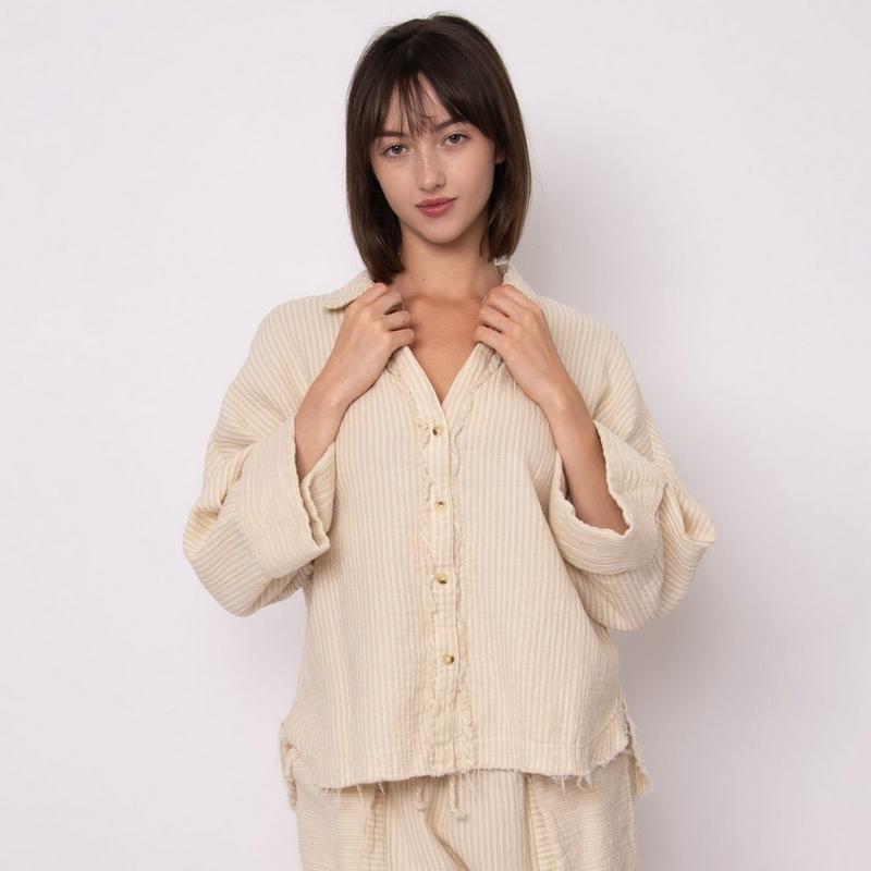 Oak & Ivy Chemise Georgia en gaze &agrave; rayures pour femmes