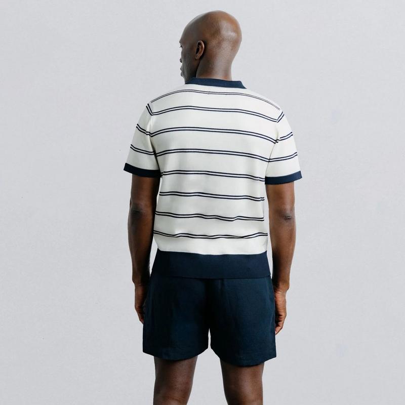 Champlain Polo en tricot ray&eacute; pour hommes