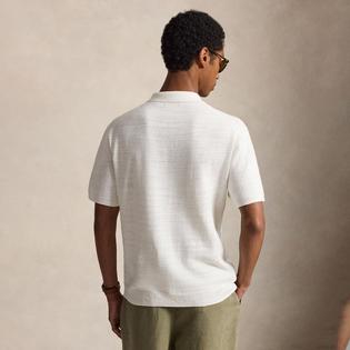 Polo Ralph Lauren Cardigan &agrave; manches courtes en coton-lin pour hommes