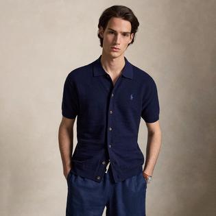 Polo Ralph Lauren Cardigan &agrave; manches courtes en coton-lin pour hommes