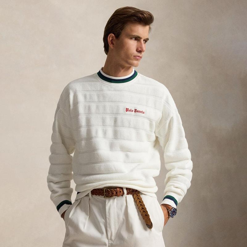 Polo Ralph Lauren Chandail &agrave; col rond textur&eacute; en jacquard pour hommes