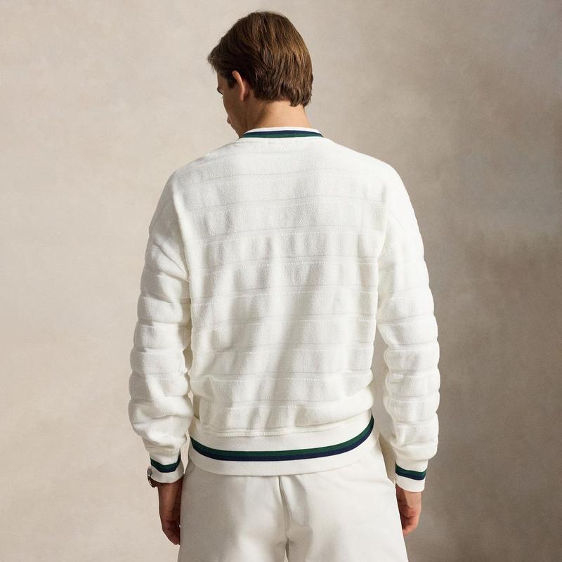 Polo Ralph Lauren Chandail &agrave; col rond textur&eacute; en jacquard pour hommes