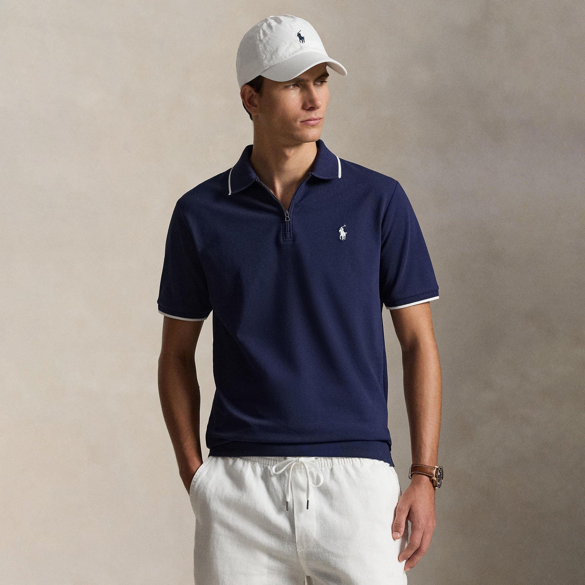 THE SHISHIKUI POLO ネイビー Men's Classic Fit Stretch Mesh Zip Polo | Polo Ralph Lauren