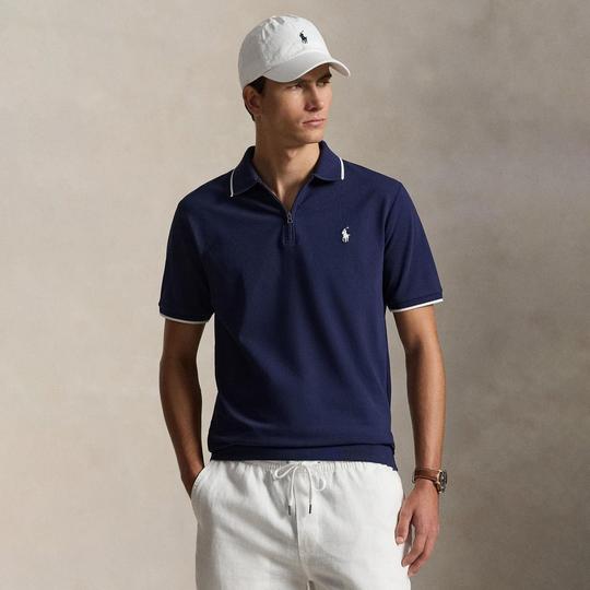 Men's Classic Fit Stretch Mesh Zip Polo | Polo Ralph Lauren