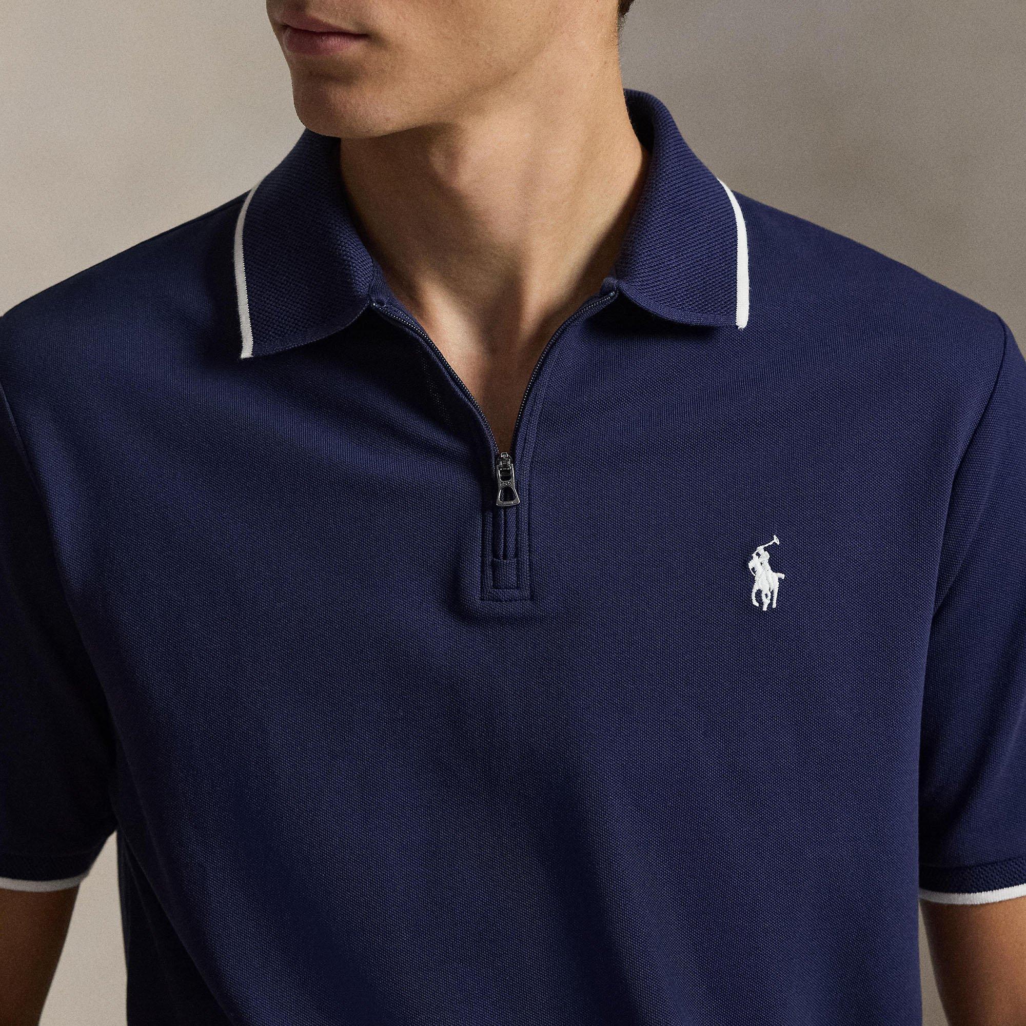 Men's Classic Fit Stretch Mesh Zip Polo | Polo Ralph Lauren
