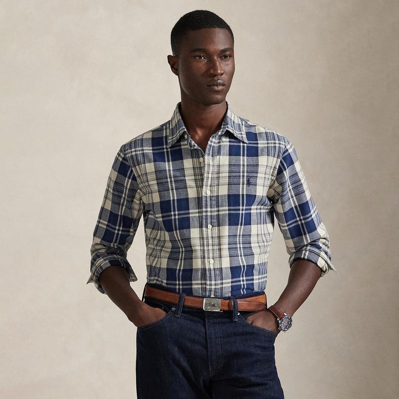 Polo Ralph Lauren Chemise Oxford &agrave; coupe classique bross&eacute;e &agrave; carreaux pour hommes