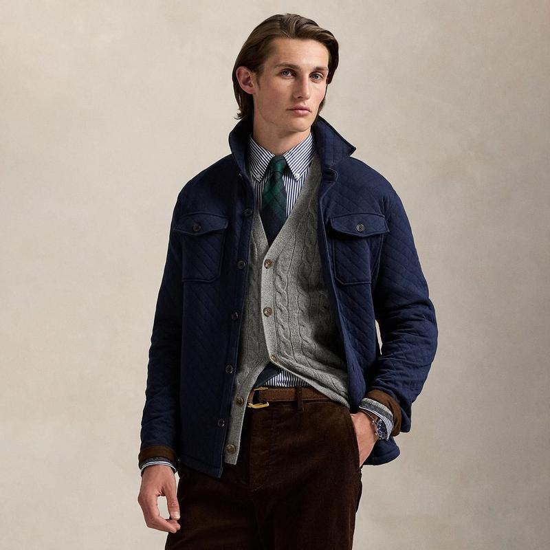 Polo Ralph Lauren Veste-chemise matelass&eacute;e en jersey double tricot pour hommes