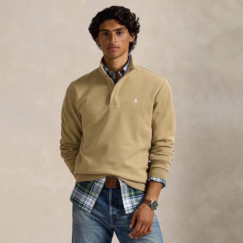 Polo Ralph Lauren Chandail &agrave; col montant en jersey double tricot pour hommes