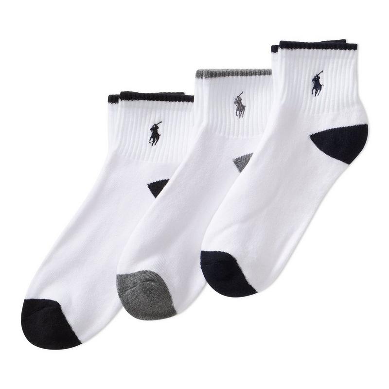 Polo Ralph Lauren Chaussettes courtes Athletic pour hommes (paquet de 3)