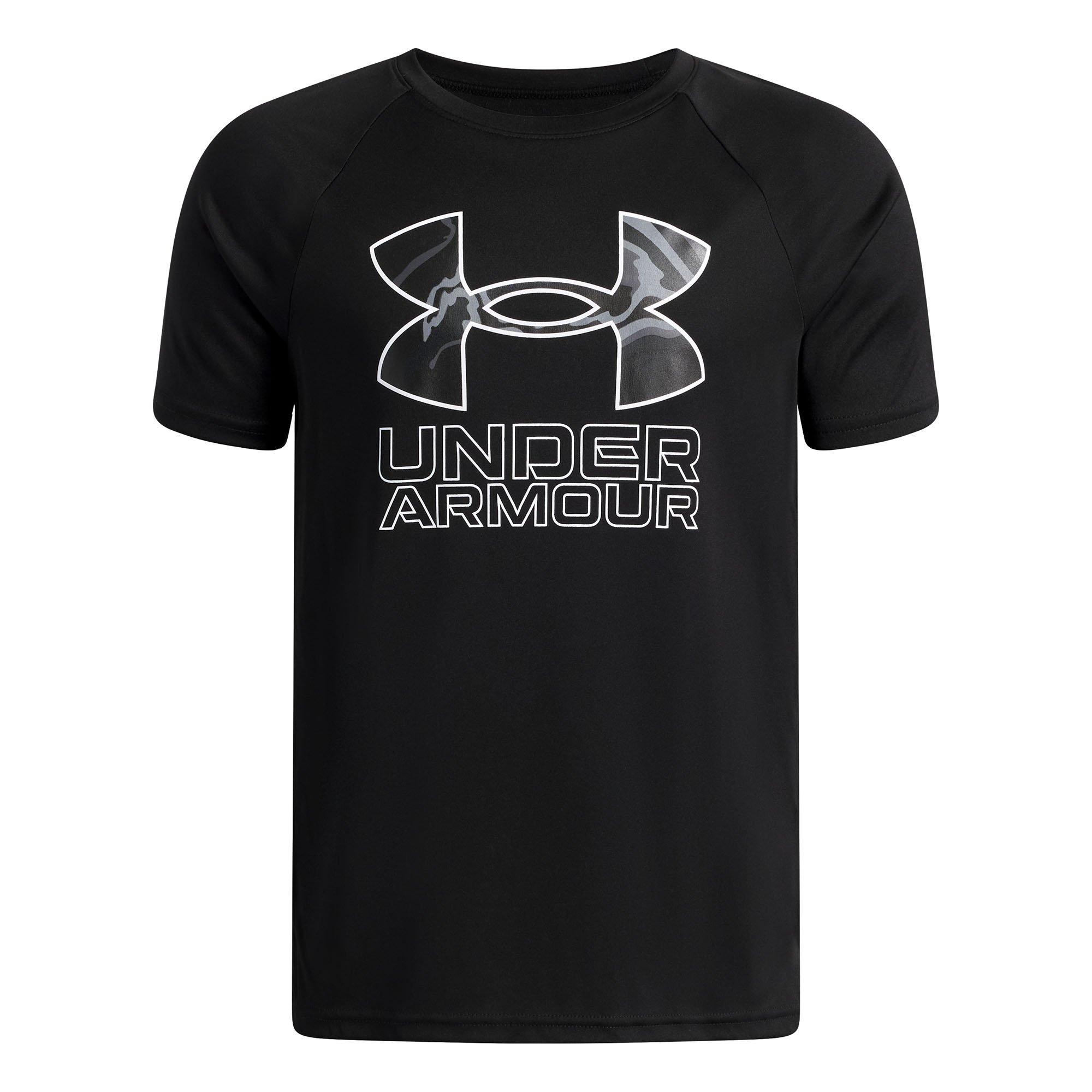 Under Armour | Junior's Boy's UA Tech Hybrid Print Short Sleeve Top, Black, Size XL