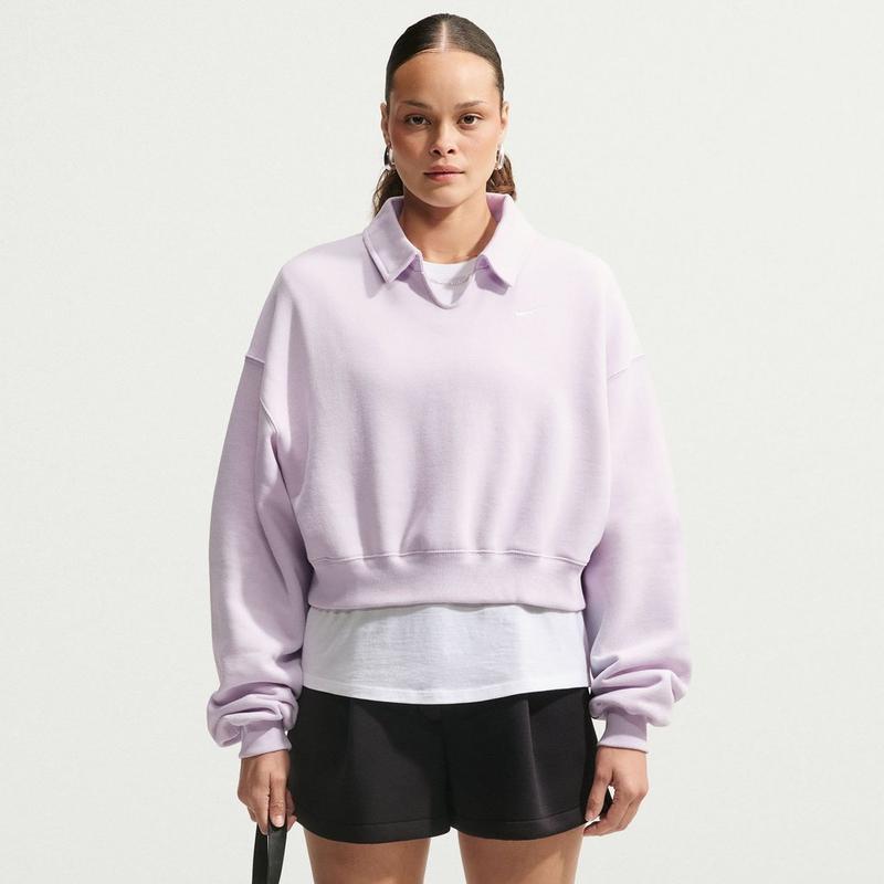 Nike Chandail polo court surdimensionn&eacute; en molleton Studio pour femmes