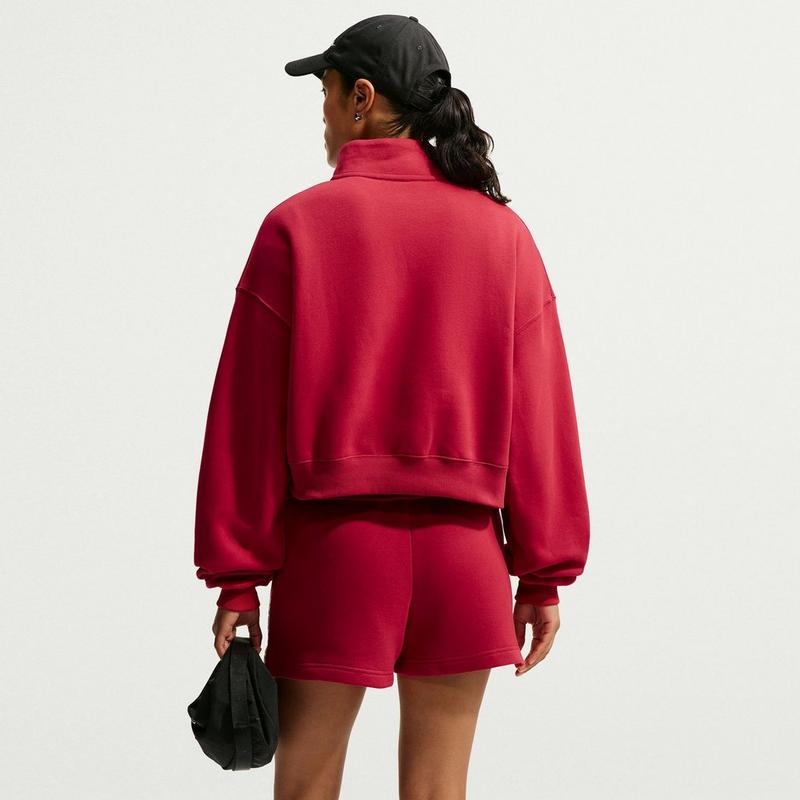 Nike Chandail court &agrave; glissi&egrave;re 1/4 en molleton Studio pour femmes