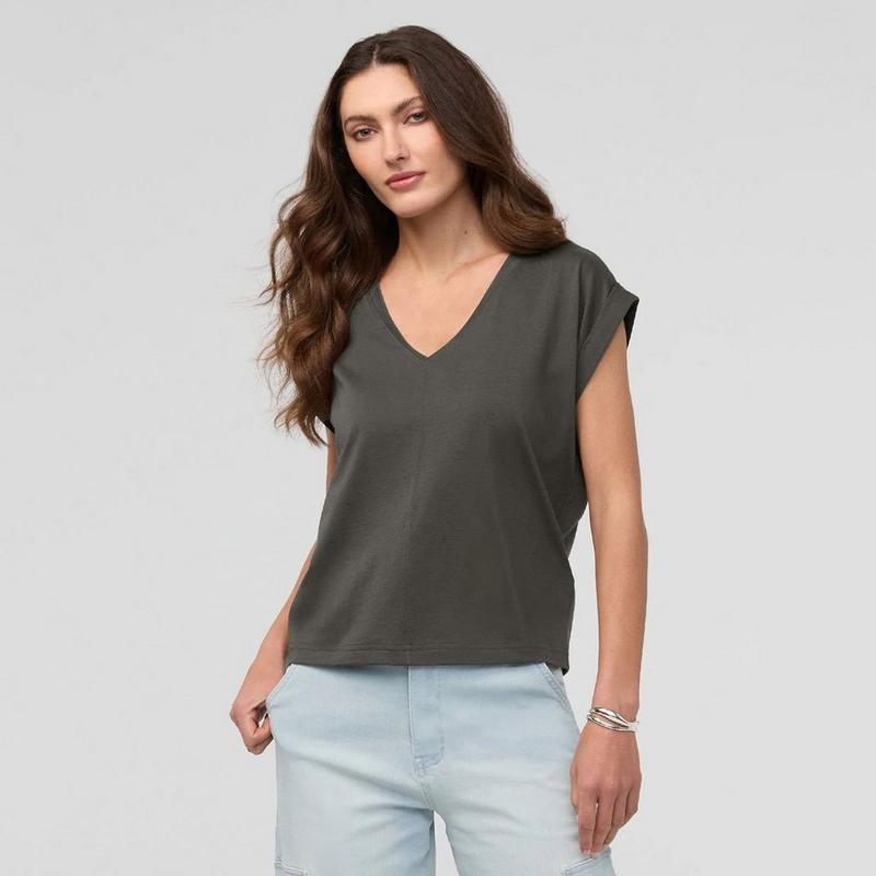 DUER Women's PurePima Dolman V-Neck T-Shirt