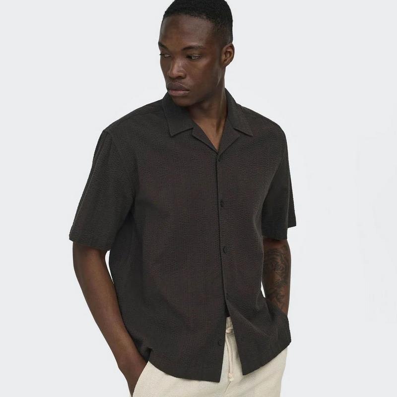 Only & Sons Men's Cruz Seersucker Resort Shirt