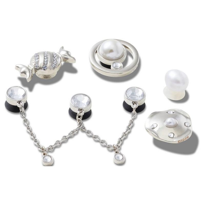 Crocs Breloques pour chaussures Silver and Pearl Jibbitz (paquet de 5)