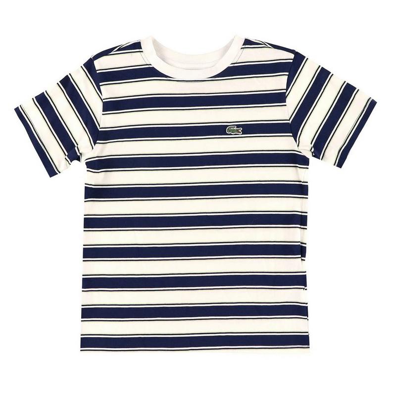 Lacoste T-shirt &agrave; rayures &agrave; col rond pour gar&ccedil;ons juniors [8-16]