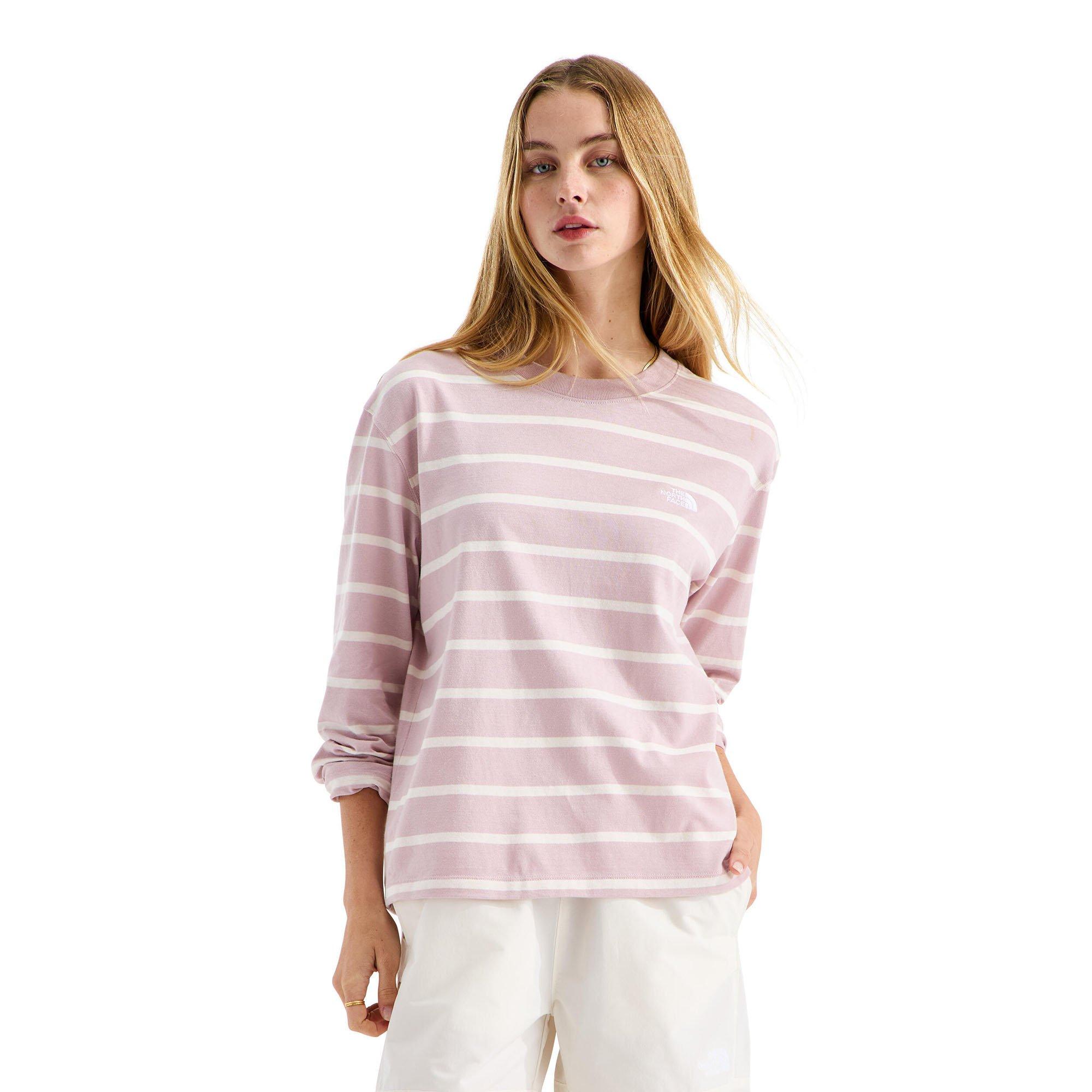 The North Face | Women's Vista Stripe Long Sleeve T-Shirt, Metal Pink Open Stripe, Size Small