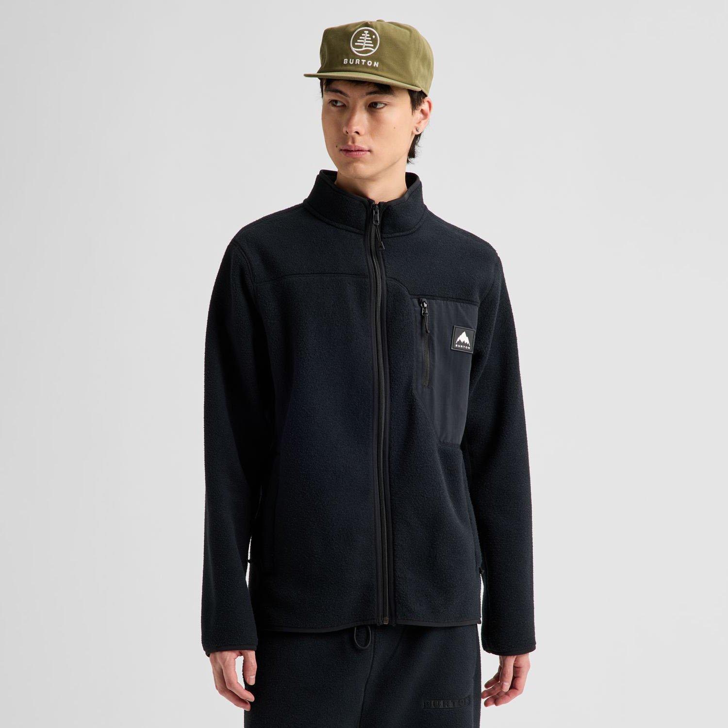 Burton | Men's Cinder Full-Zip Fleece Jacket, True Black, Size Large