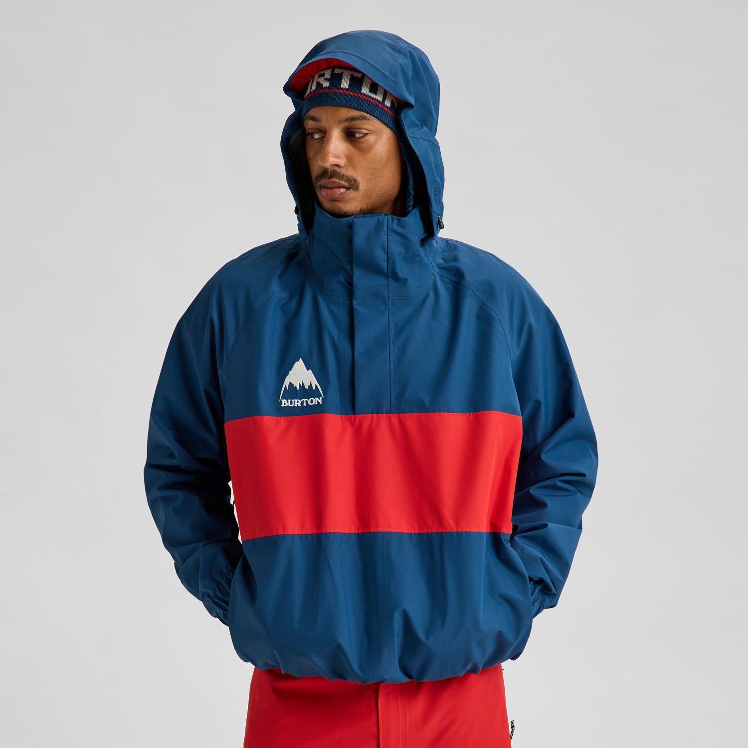 Burton | Men's 50/50 80s Powdershell 3L Jacket, Selvedge Blue/Performer Red, Size Small