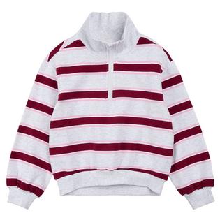 Miles The Label Girls' [2-10] Yarn-Dyed Stripe Quarter-Zip Pullover Sweatshirt