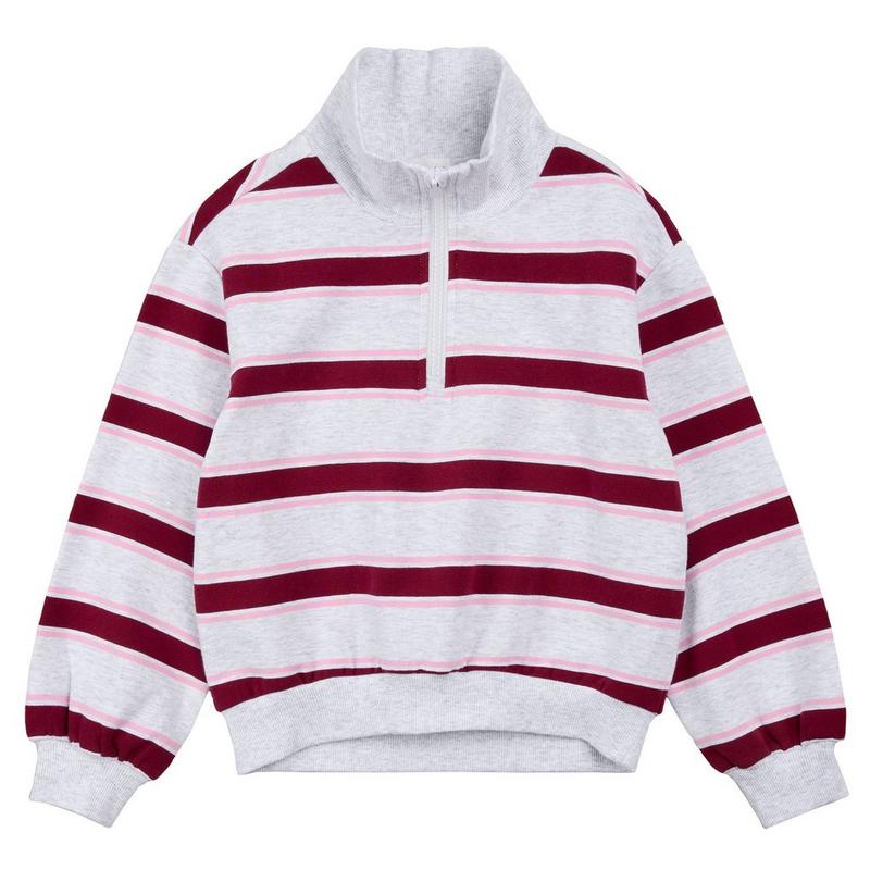 Miles The Label Girls' [2-10] Yarn-Dyed Stripe Quarter-Zip Pullover Sweatshirt