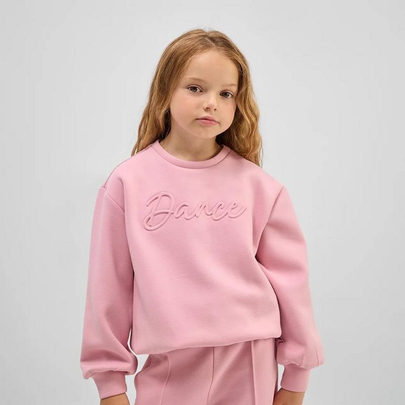 Miles The Label Girls' [2-10] Dance Embossed Crew Sweatshirt