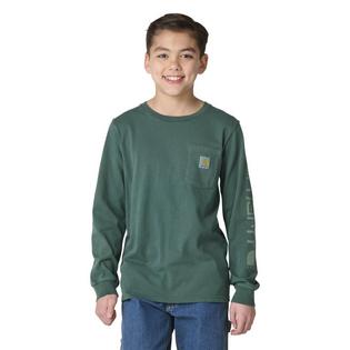 Carhartt Haut &agrave; manches longues teint en pi&egrave;ce avec poche pour gar&ccedil;ons juniors [8-16]