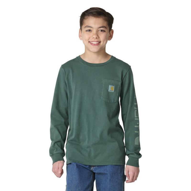 Carhartt Haut &agrave; manches longues teint en pi&egrave;ce avec poche pour gar&ccedil;ons juniors [8-16]