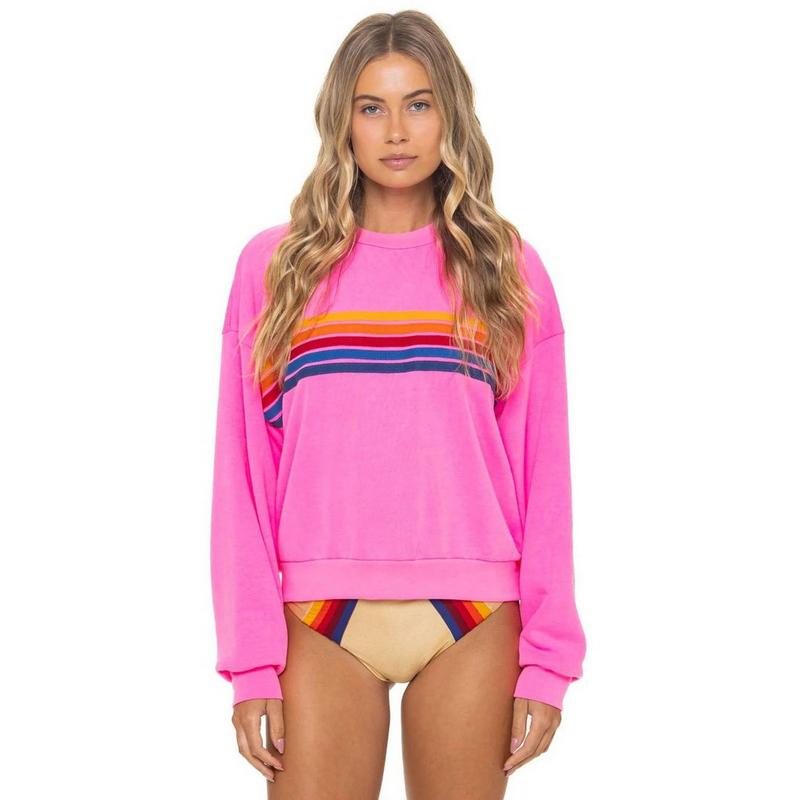Aviator Nation Chandail &agrave; col rond 5 Stripes Relaxed unisexe