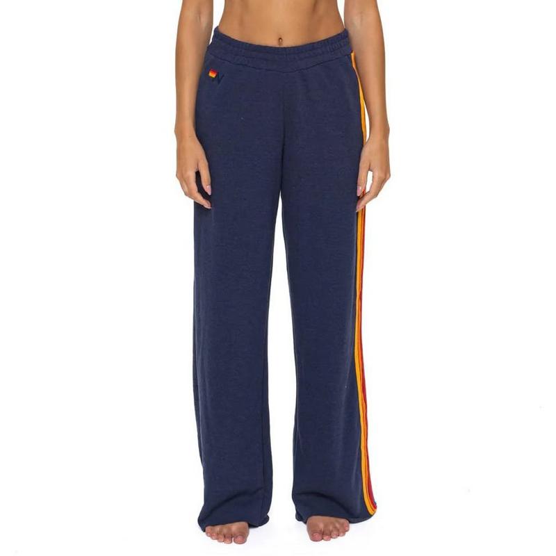 Aviator Nation Pantalon de jogging 5 Stripe &agrave; jambe large pour femmes