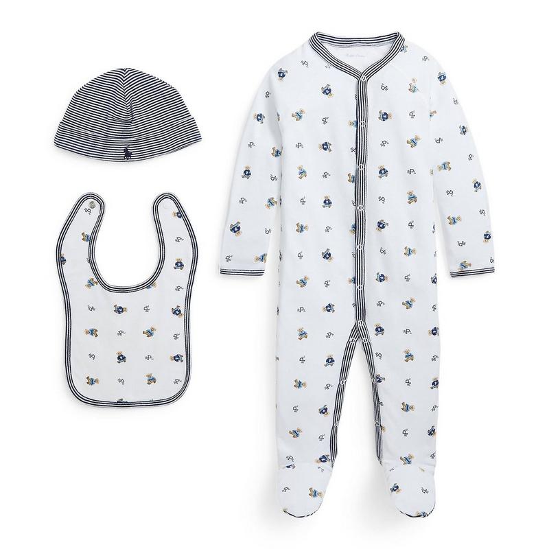 Polo Ralph Lauren Ensemble cadeau trois pi&egrave;ces en coton Polo Bear pour b&eacute;b&eacute;s gar&ccedil;ons [0-24 mois]