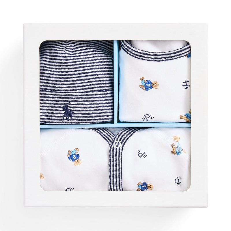 Polo Ralph Lauren Ensemble cadeau trois pi&egrave;ces en coton Polo Bear pour b&eacute;b&eacute;s gar&ccedil;ons [0-24 mois]