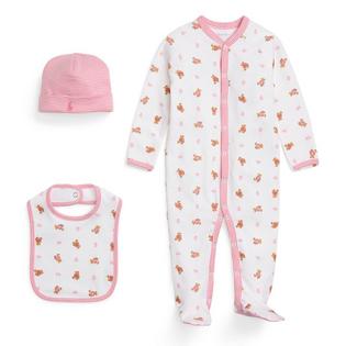 Polo Ralph Lauren Ensemble cadeau trois pi&egrave;ces en coton Polo Bear pour b&eacute;b&eacute;s filles [0-24 mois]